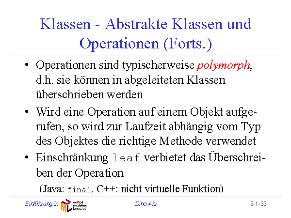 Klassen - Abstrakte Klassen Und Operationen (Forts.)